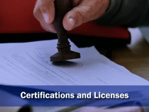 UESI commercial diving certifications and marine engineering licenses, including ADC International safety standards and professional underwater construction credentials.