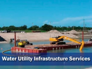 UESI specialized water utility infrastructure services featuring underwater pipeline inspection, potable water tank maintenance, and intake structure repair.